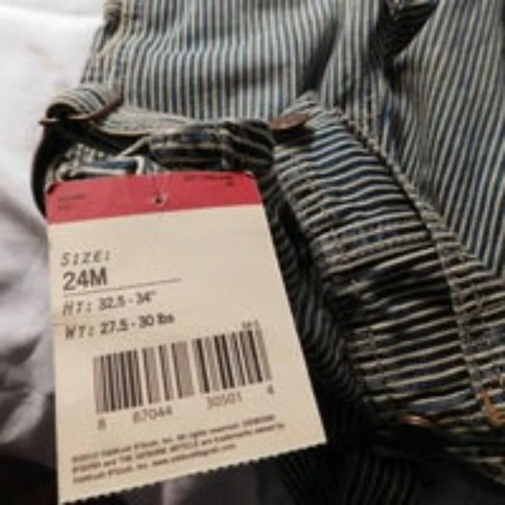 Oshkosh Railroad Stripe Overalls Size 24 Months NEW